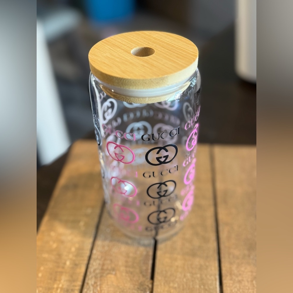 Glass Cup with Bamboo Top